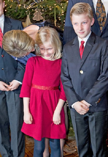 King Philippe and Queen Mathilde of Belgium, Crown Princess Elisabeth, Prince Gabriel, Prince Emmanuel and Princess Eleonore at the annual christmas concert