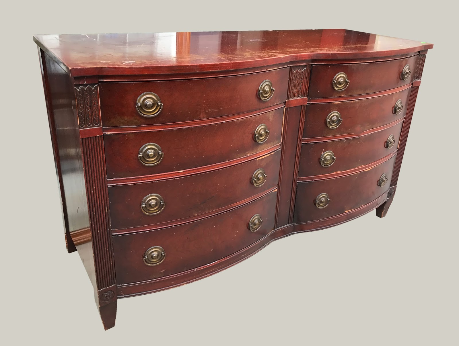 Uhuru Furniture & Collectibles Mahogany Double BowFront Dresser