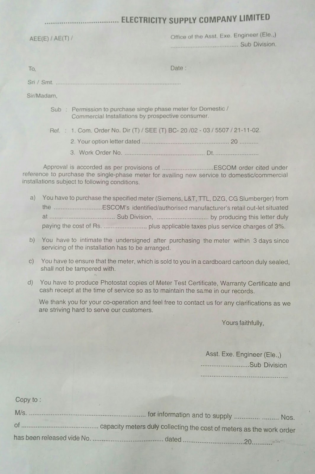Electric Meter Noc Letter Format For Transfer Electri vrogue.co