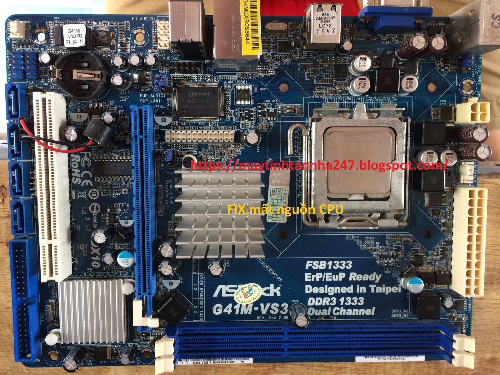Fix ASROCK G41M-VS3 Mất nguồn CPU - Sửa máy tính tận nhà tại Phan Thiết