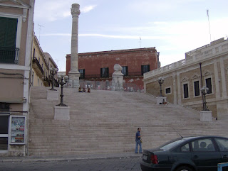 A feature in Brindisi, birthplace of St Lawrence, are the remains of two columns marking the end of the Appian Way