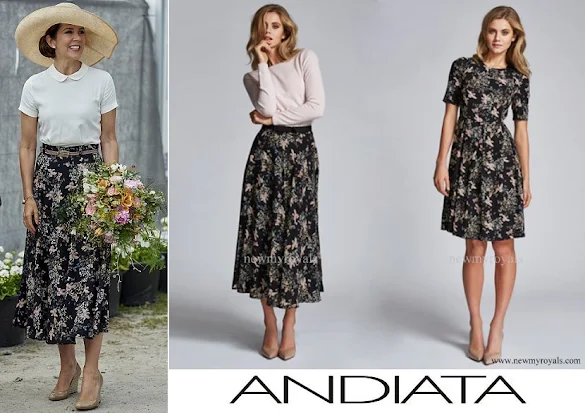 Crown Princess Mary wore Andiata flower print maxi skirt