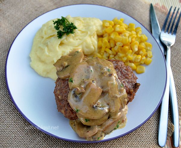 With an amazing Mushroom sauce - this *makes* this Salisbury Steak a wonderful, comfort food - perfect or when you are craving old-fashioned goodness !