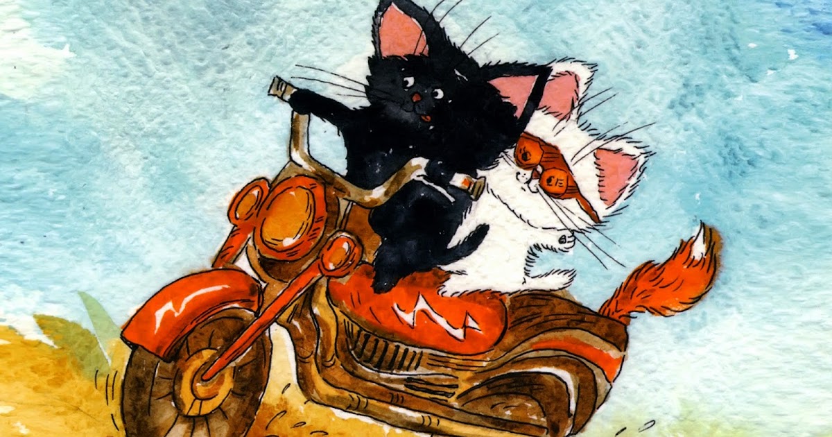 Кот на мотоцикле картинки