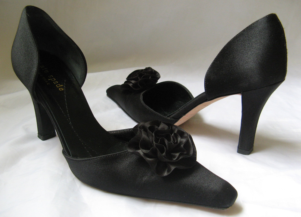 kate spade black heels with bow