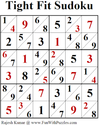 Tight Fit Sudoku (Fun With Sudoku #244) Puzzle Answer
