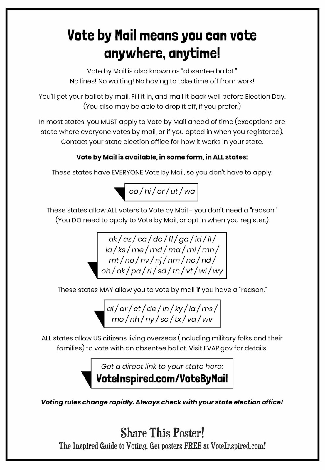 Vote by Mail means you can vote anywhere, anytime!