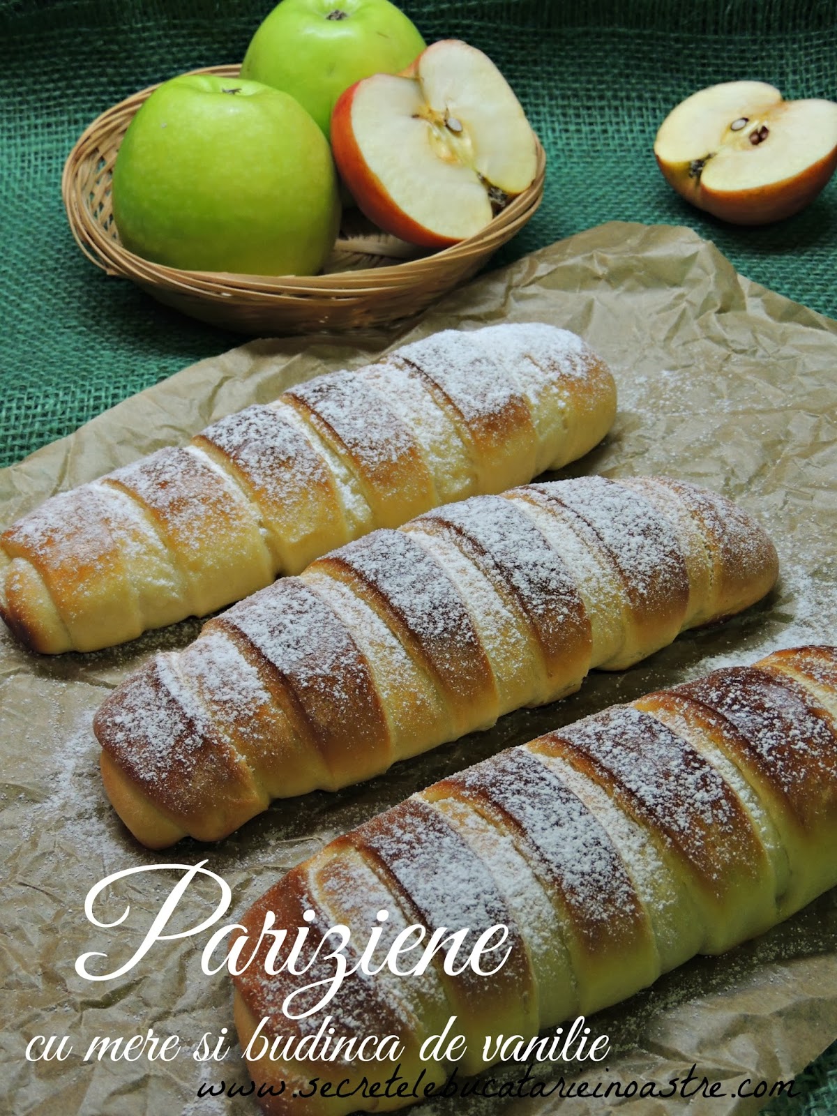 PARIZIENE CU MERE SI BUDINCA DE VANILIE