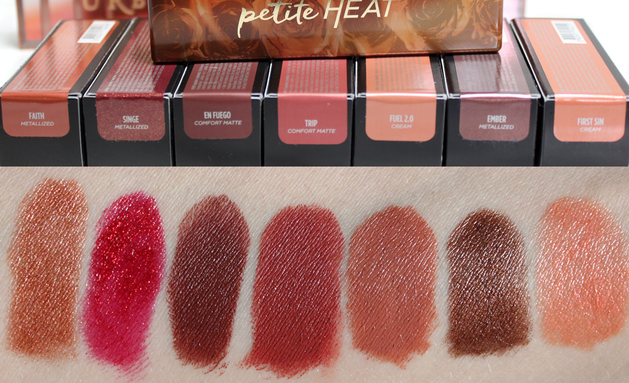 Urban Decay Naked Petite Vice Lipstick Shades Review & Swatches.
