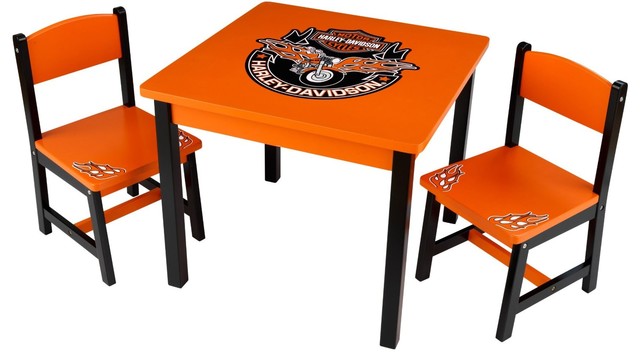 orange kids table and chair harley davidson furniture ideas 