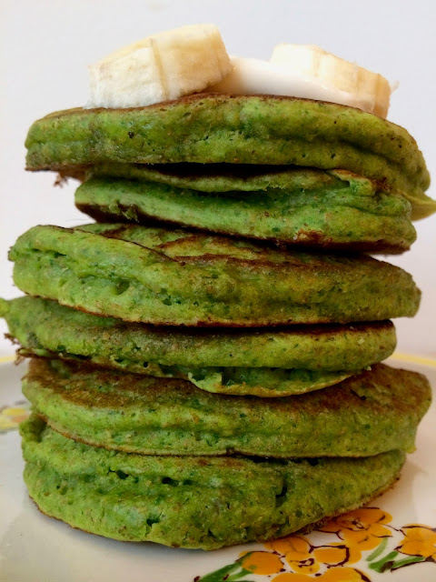 Stack of spinach pancakes.