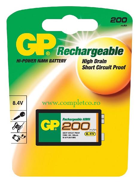 Baterii Acumulatori GpBatteries: Acumulator 9v. Gp Ni-Mh. 200mAh.