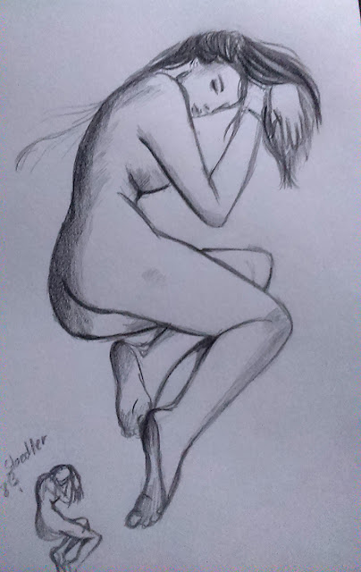 Dibujo de una mujer a lápiz
