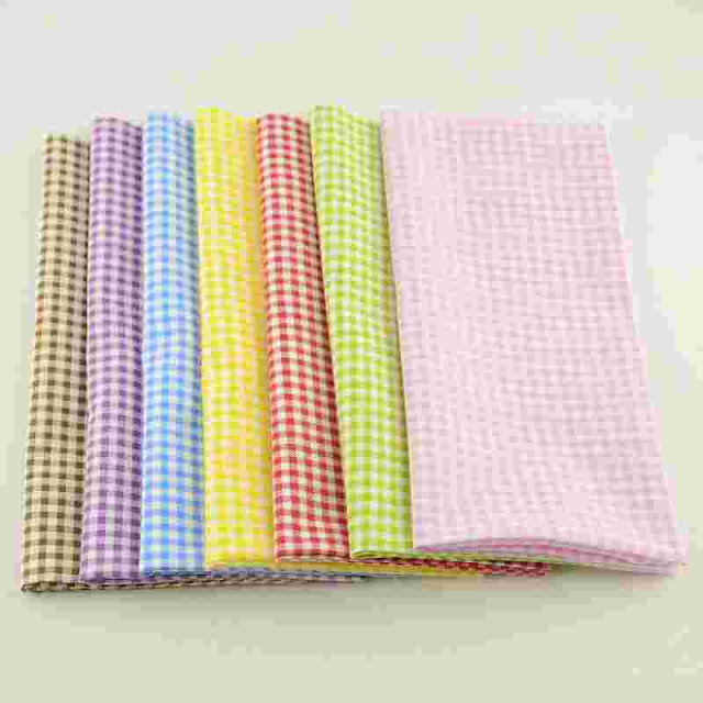 Booksew Cute Colorful Check Style Patchwork 7 Piece/lot Cotton Fabric Plain Sewing Cloth Tissue Cutting Piece Quilting Meter