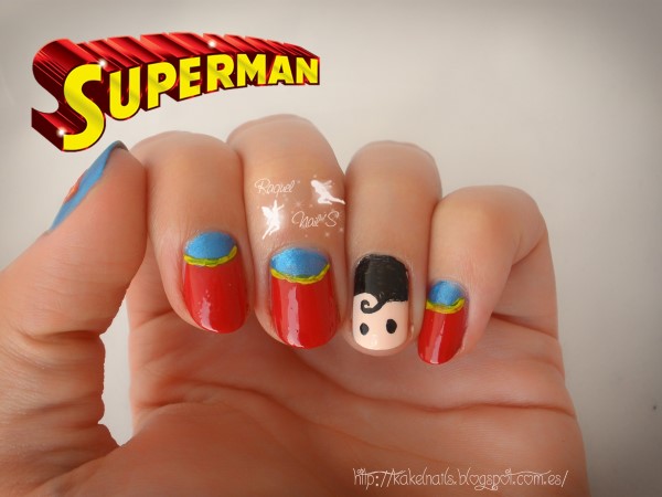 superman nail art design