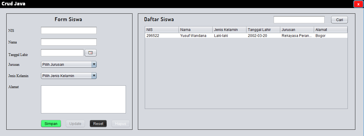 Tutorial Membuat Aplikasi CRUD dengan Java dan MySQL