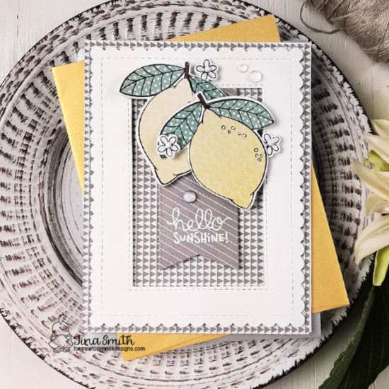 Hello Sunshine! Lemon Card by Tina Smith | Lemon Twist Stamp Set and Frames & Flags Die Set by Newton's Nook Designs #newtonsnook #handmade