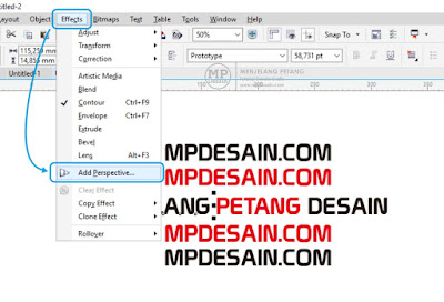 Pilih Efek Add Perspective pada Menu Bar