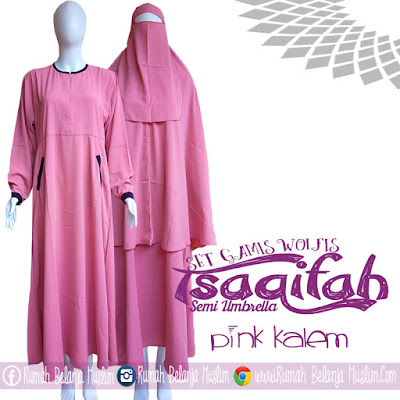 Set Gamis Syari Semi Umbrella Tsaqifah Pink Kalem Set Gamis Syari Semi Umbrella Tsaqifah Pink Kalem