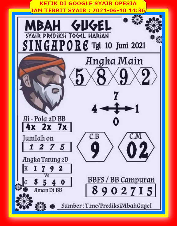 Syair Singapura Kamis 10 Juni 2021 Royal Syair