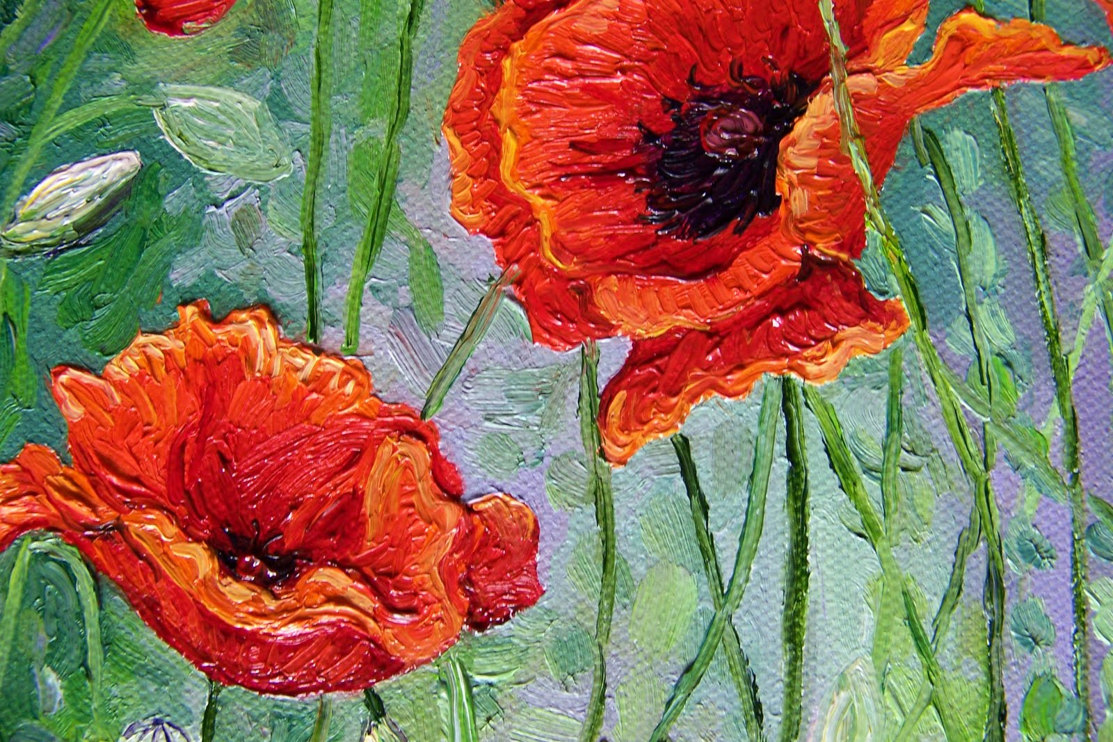 Audra's Oil Paintings Red Poppies (2011), 8 x 10"