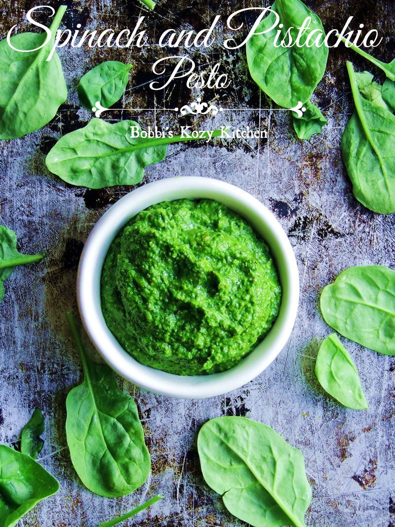 Spinach and Pistachio Pesto SundaySupper Bobbi's Kozy Kitchen