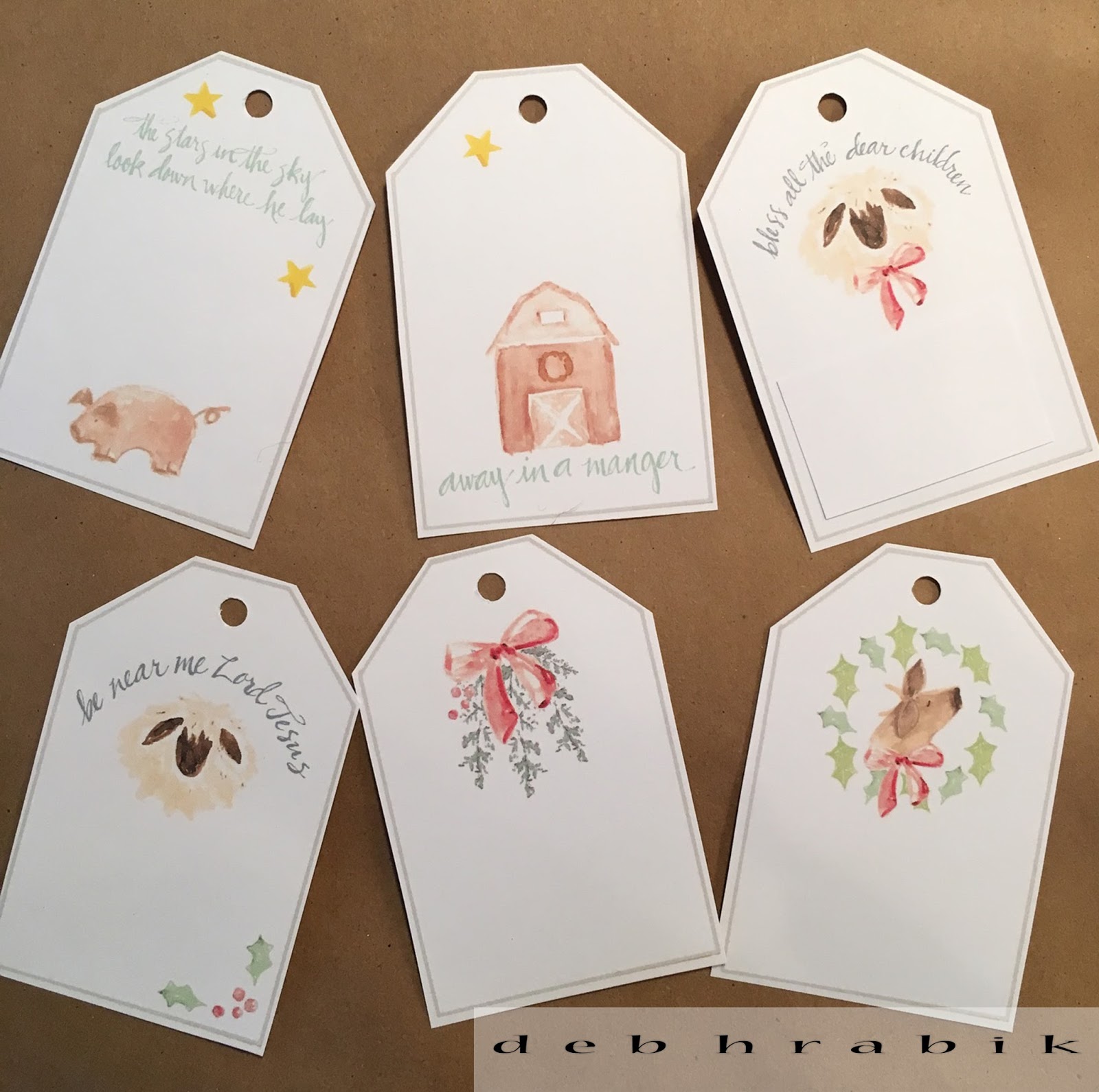 Lake Girl Paints Away In A Manger Christmas Gift Tags Watercolor lake-girl-paints-away-in-a-manger-christmas-gift-tags-watercolor