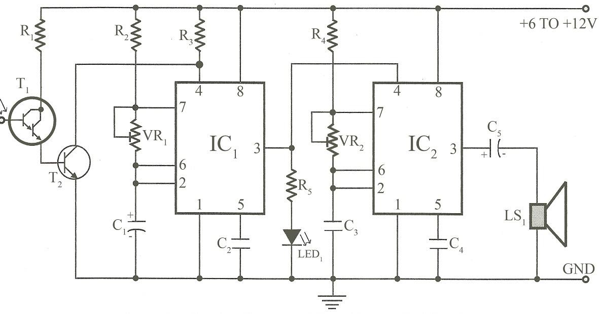 Simple Sensitive Optical Burglar Alarm Circuits Project