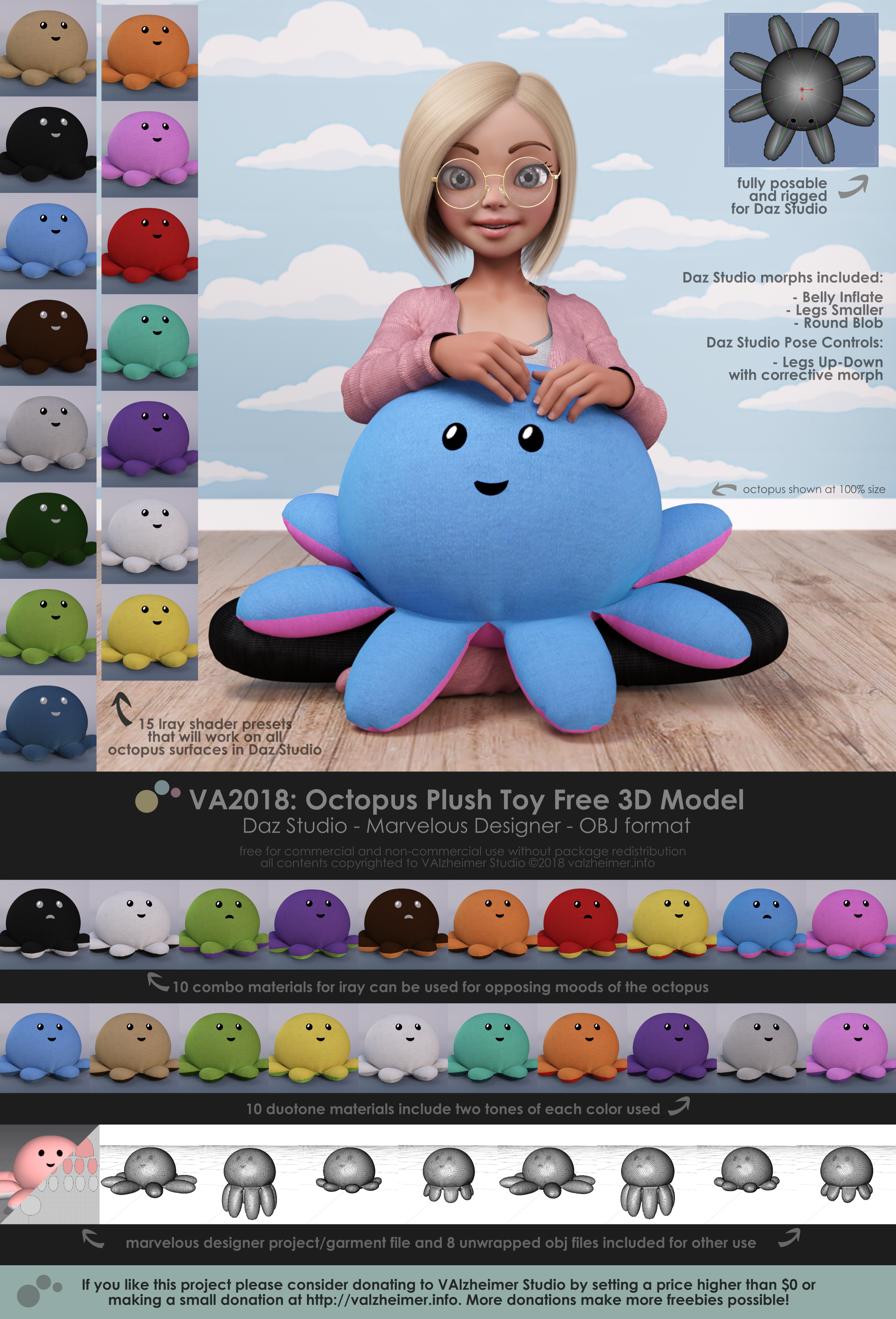 Va2018 Octopus Plush Toy Free 3d Model Valzheimer