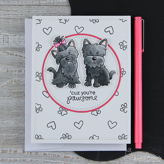 Paw-some Dog card by Juliana Michaels | Terrific Terriers | Dog Stamp Set by Newton's Nook Designs #newtonsnook