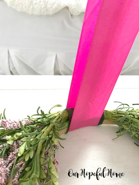 hoop wreath spring floral ribbon DIY tutorial
