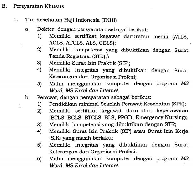 Rekrutmen Petugas Kesehatan Haji Indonesia (Pkhi) Tahun 2017 / 1438 H