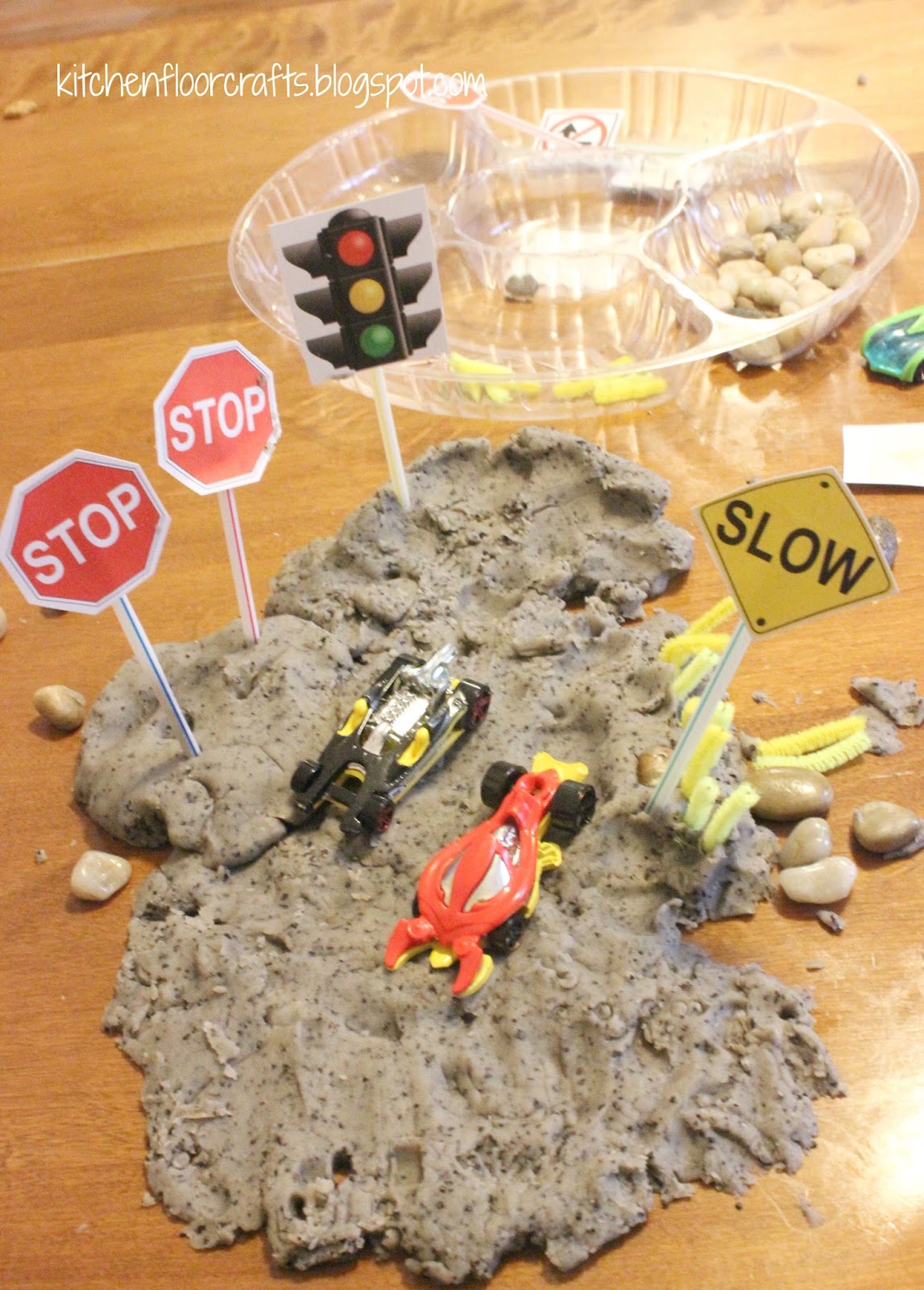 Kitchen Floor Crafts BuildARoad Playdough Play