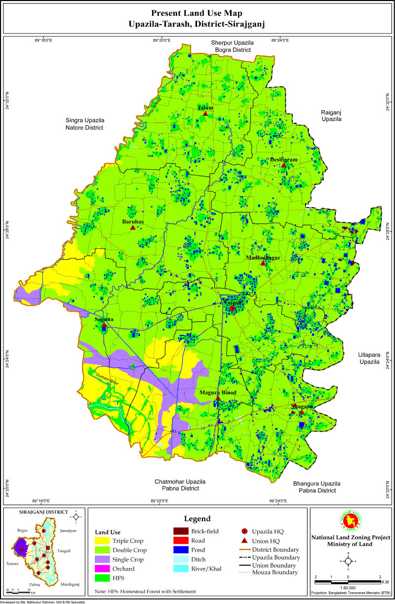 Tarash Upazila Mouza Map Sirajganj District Bangladesh