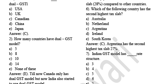 GST Questions and Answers PDF Download