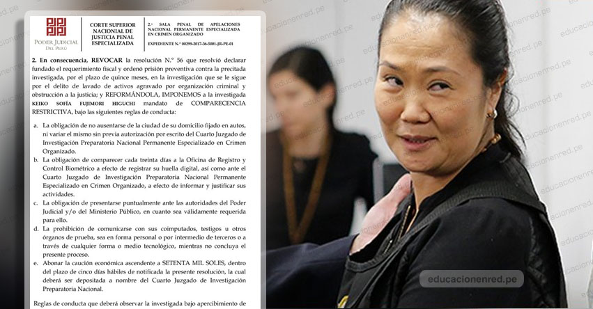 KEIKO FUJIMORI SALE DE PRISIÓN: Ordenan liberación de lideresa de Fuerza Popular KEIKO FUJIMORI SALE DE PRISIÓN: Ordenan liberación de lideresa de Fuerza Popular