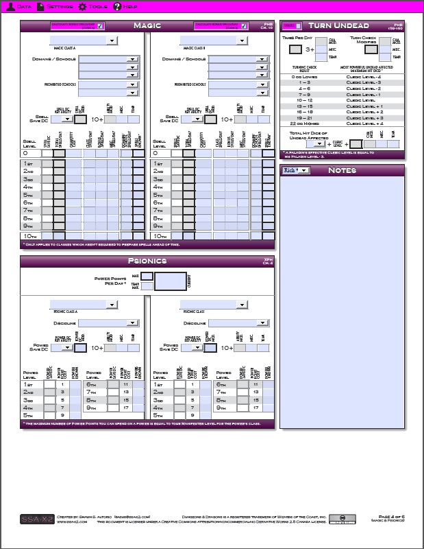 HyperLance Development: PDF Editiable Character Sheets
