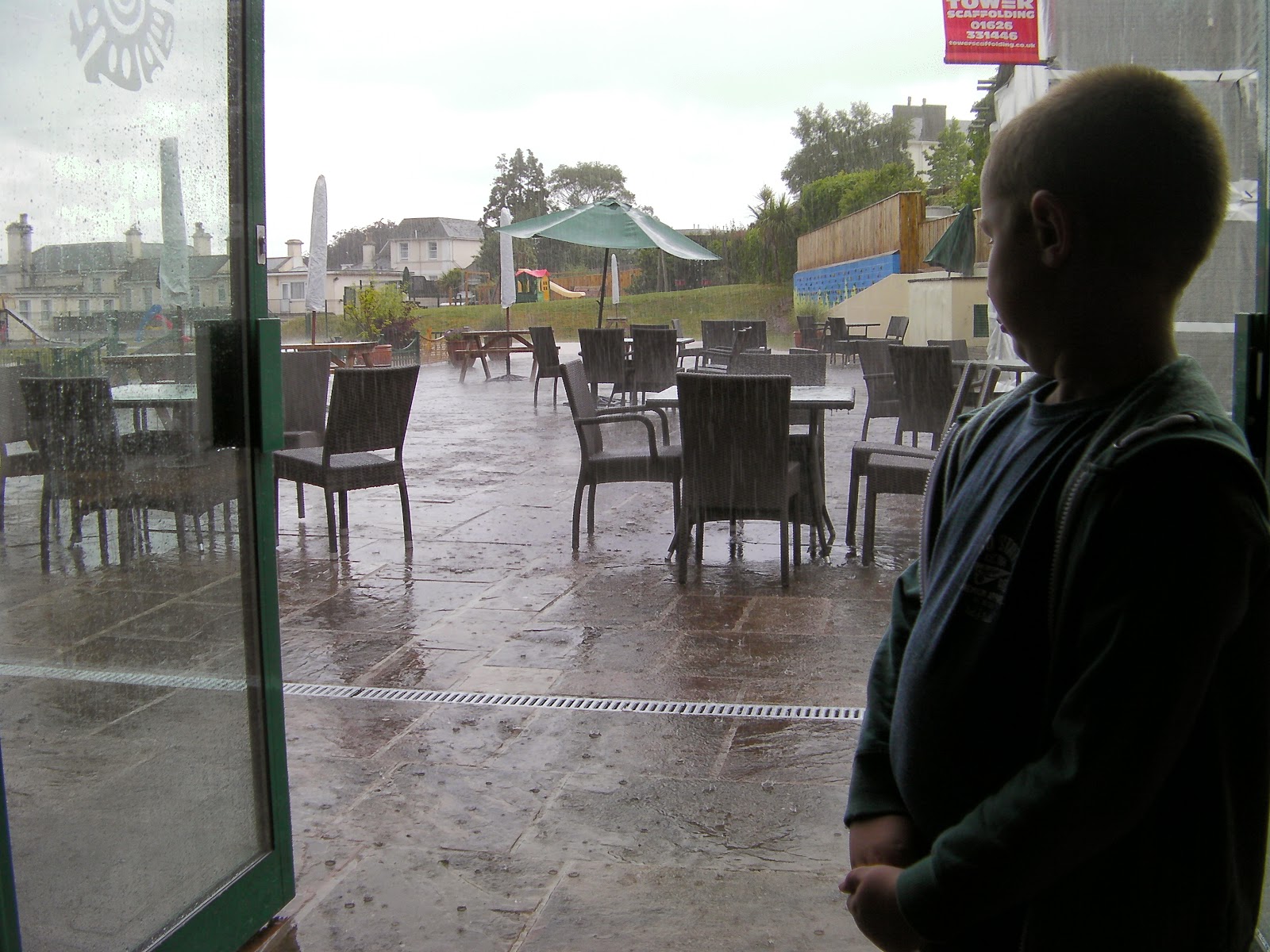 sun terraces of derwent and victoria hotels torquay sun terraces in rainstorm english holiday weather