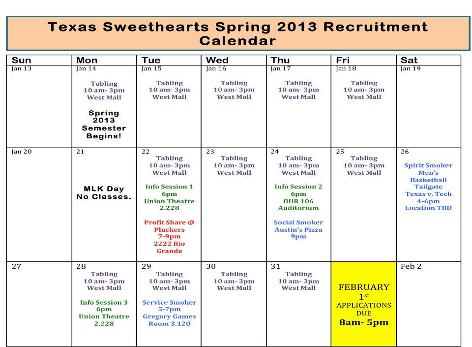 Texas Sweethearts Spring 2013 Recruitment!