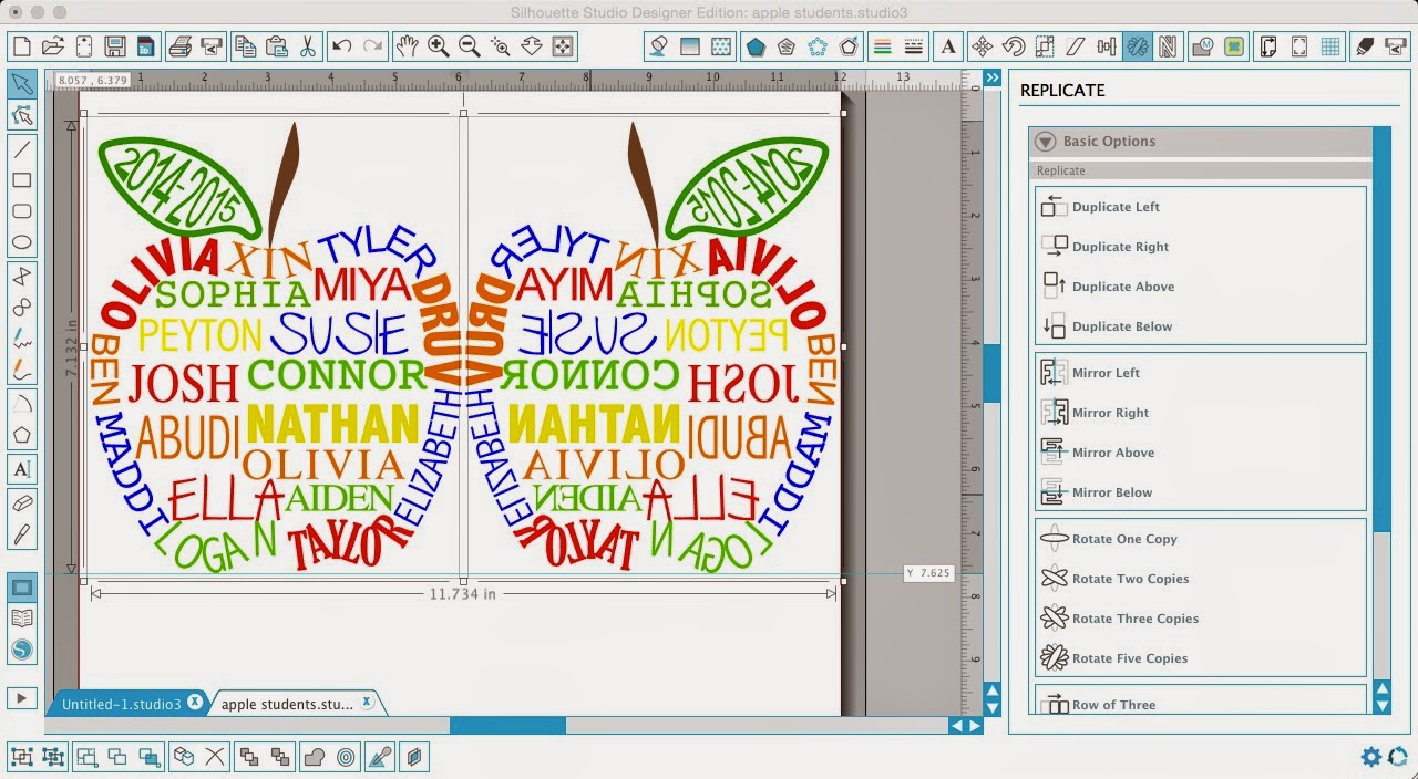 Word Art Apple with Names Silhouette Tutorial (Teacher Gift Idea