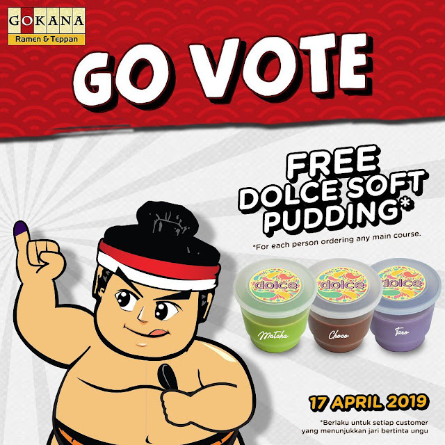 #GOkana - #Promo GO VOTE Dapatkan Dolce Soft Pudding Gratis Setelah Nyoblos (17 April 2019) #GOkana - #Promo GO VOTE Dapatkan Dolce Soft Pudding Gratis Setelah Nyoblos (17 April 2019)