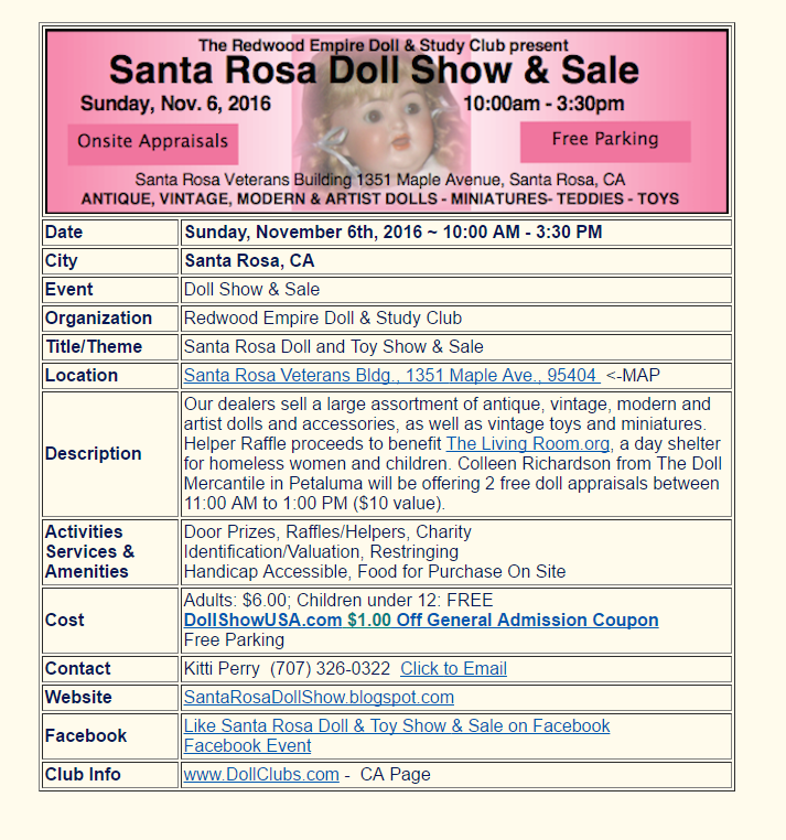 Santa Rosa Doll and Toy Show 2016