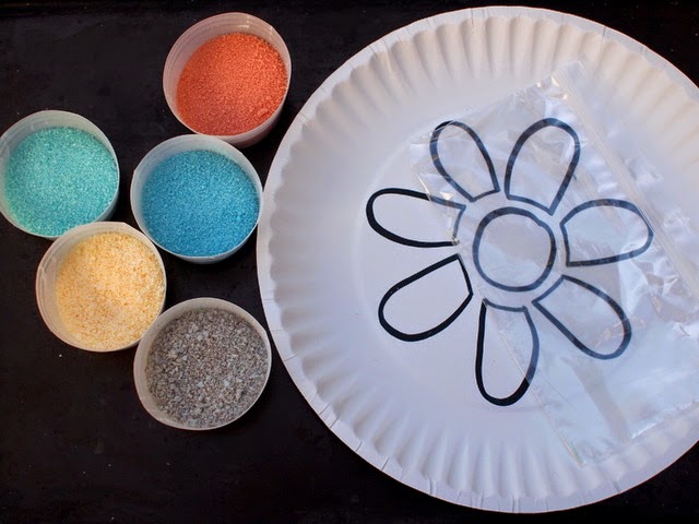 how to present colored salt art activity to kids