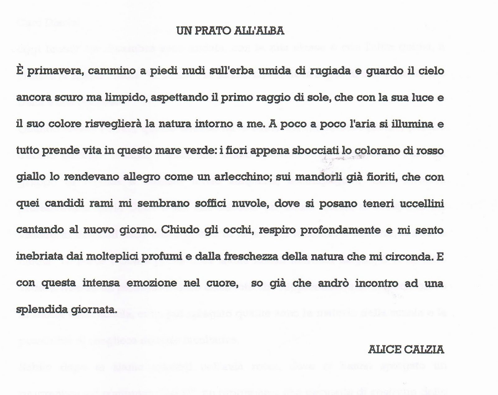 La Descrizione Di Un Ambiente Naturale Tema Quot In Un Prato All 39 Alba Quot