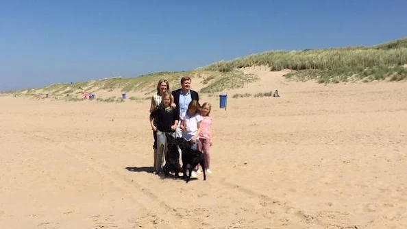 Queen Maxima and King Willem-Alexander, with Princess Amalia and Princess Alexia and Princess Ariane with dog Skipper