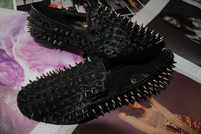 Point Rivets Black Flat Spiked Shoes Only for 84.99