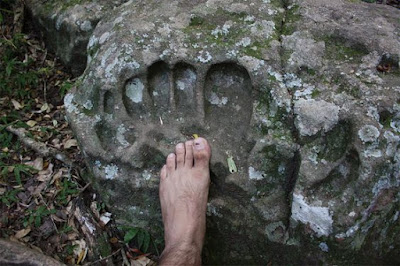 Nephilim Giants and their huge ancient footprints have set in stone.