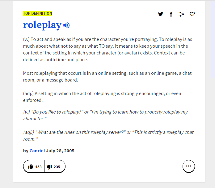 Roleplay terms. Песня that you role.