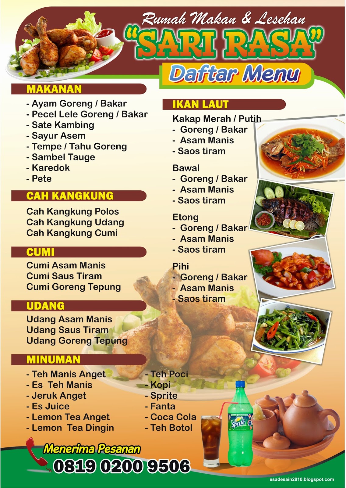 Contoh Daftar Menu Makanan Dan Minuman Rezfoods Resep Masakan Indonesia
