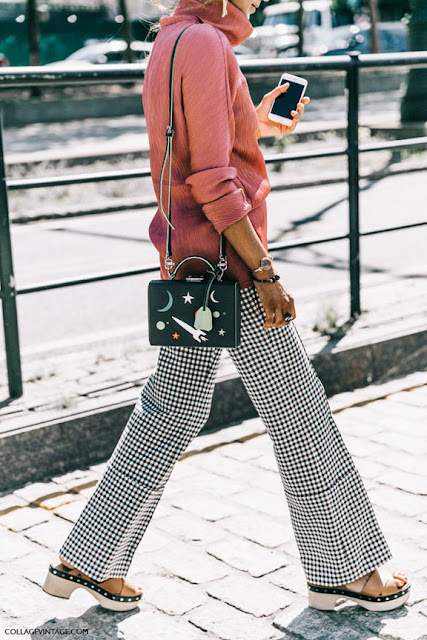 pink color trend 2017 pink and gingham street style